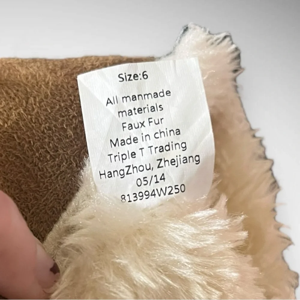 GANDER‎ MOUNTAIN Women's Tan Faux Suede Faux Fur Boots Size 6 | EUC